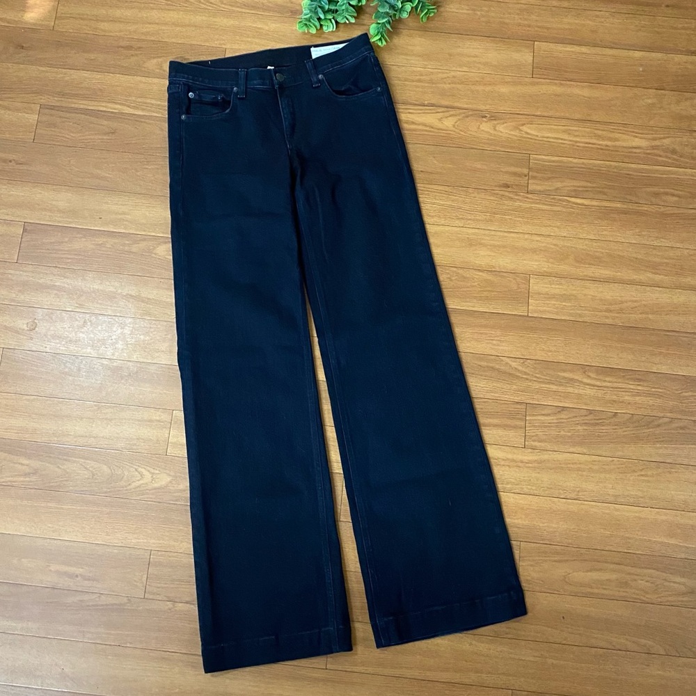 Rag & Bone Wide leg jean in aged black size 28
